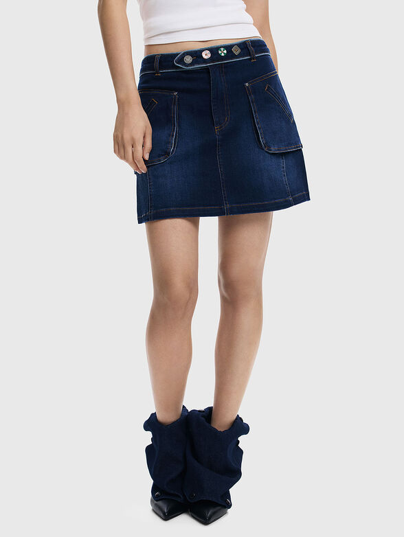 Mini denim skirt with pockets - 1