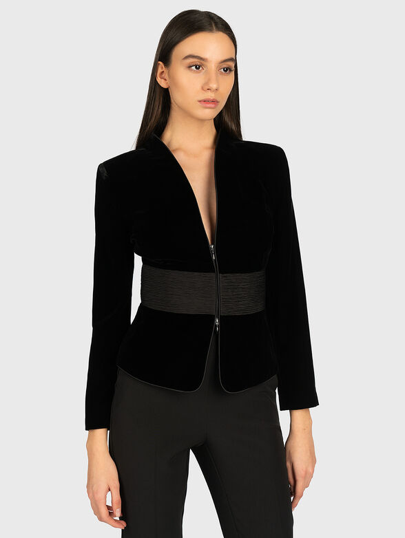 Velvet jacket with draped band - 1