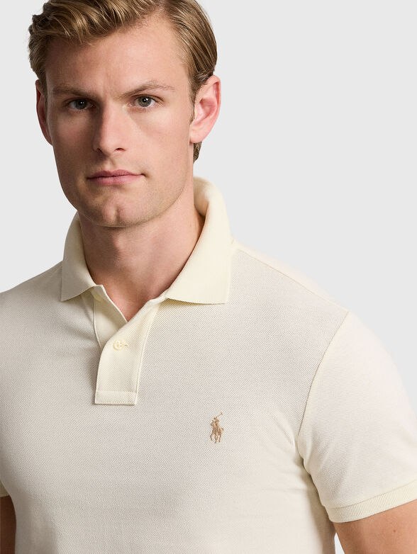 Cotton polo shirt in ecru color - 4