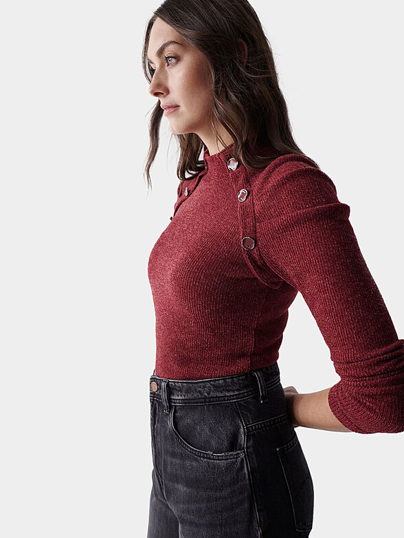 Red sweater with accent shoulders - 6