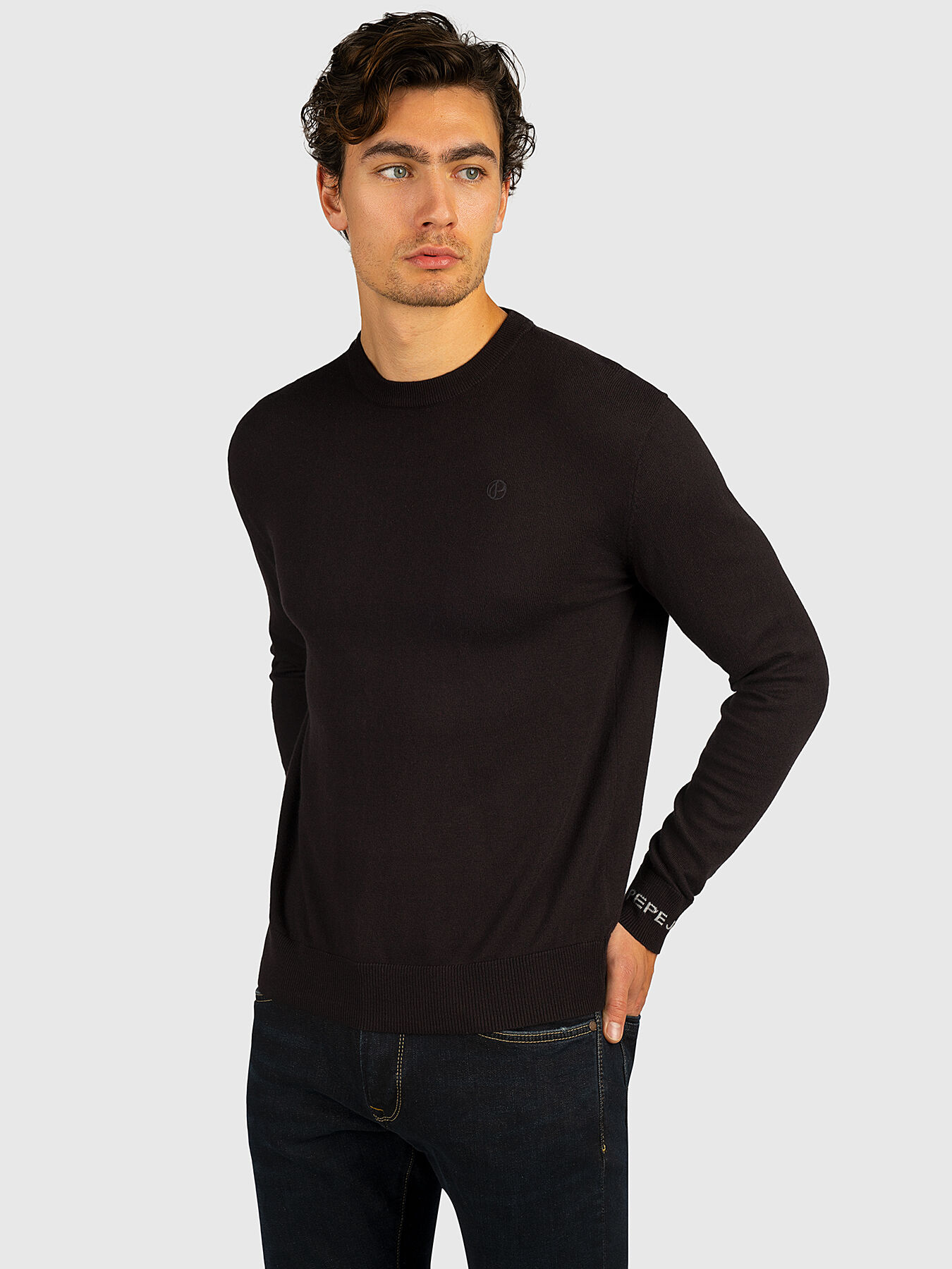 ANDRE black sweater with crew neck brand Pepe Jeans Globalbrandsstore en