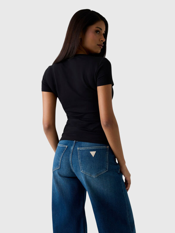 Black T-shirt with crystal appliqu&eacute;s - 3