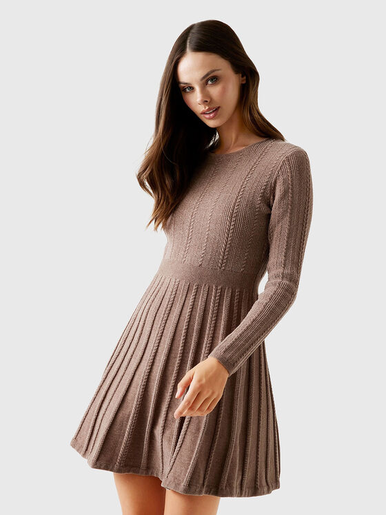 Knitted mini dress with long sleeves - 1