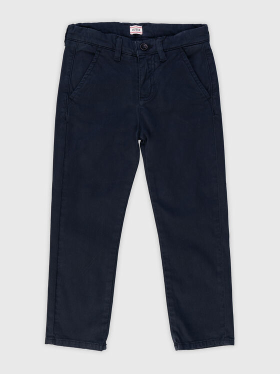 Dark blue trousers with logo embroidery - 1
