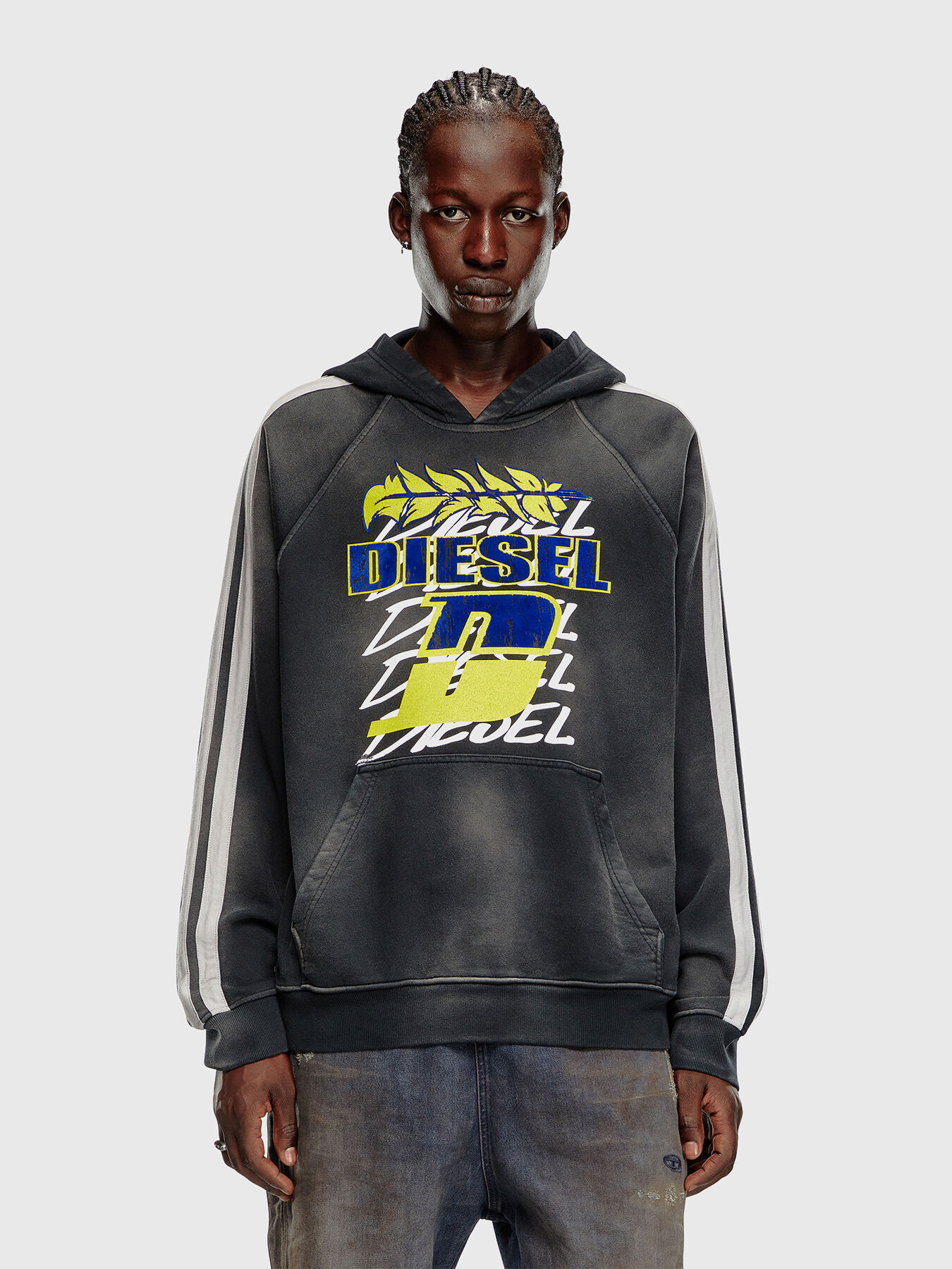 S ROXT HOOD STRIPE sweatshirt with logo brand DIESEL Globalbrandsstore en