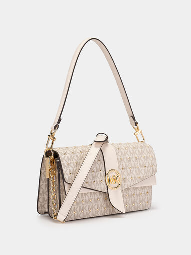 Shoulder bag with monogram logo print - 4