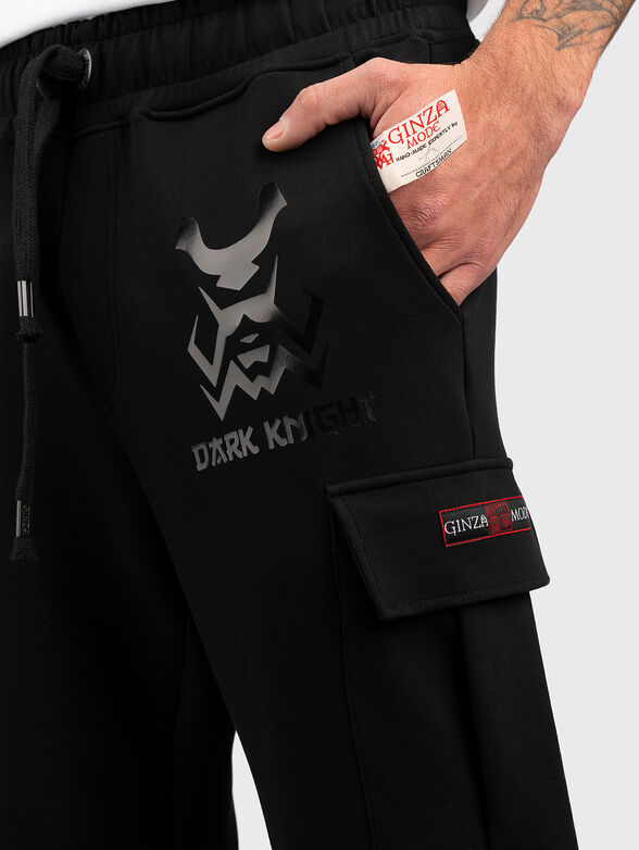 JSP004 black sports pants with cargo pockets - 4