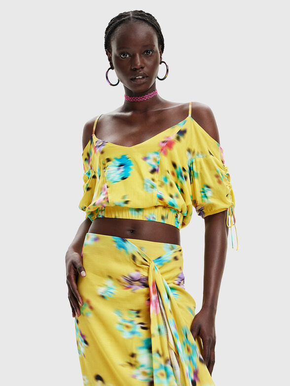 BETTY blouse with laces in yellow color - 4