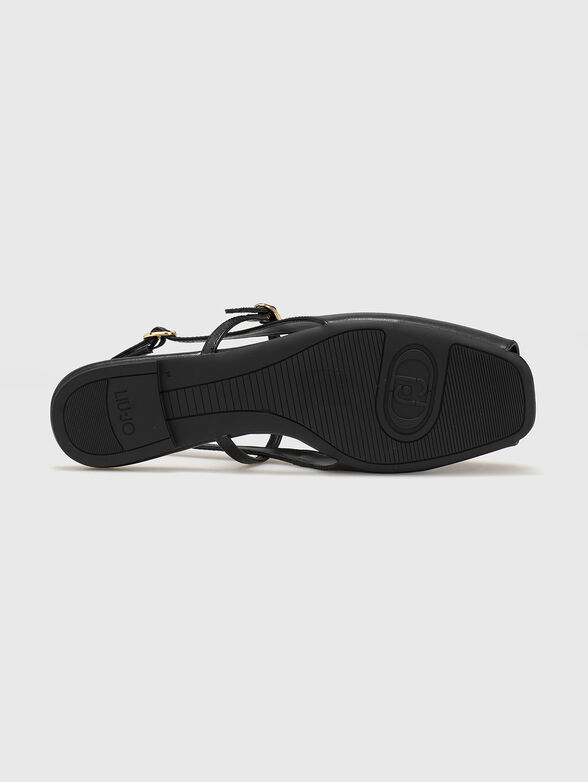 Leather sandals with gold accents - 5