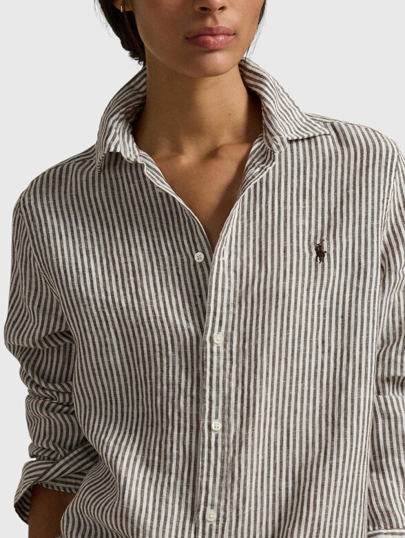 Linen shirt with embroidered logo - 4