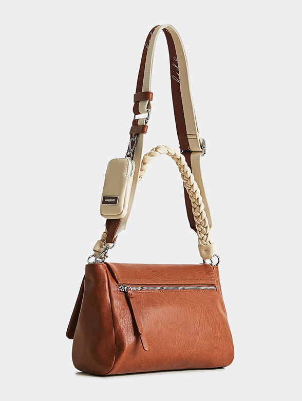 Brown shoulder bag with embossed logo - 3
