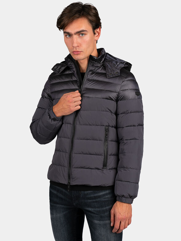 Padded jacket with hood in blue - 1