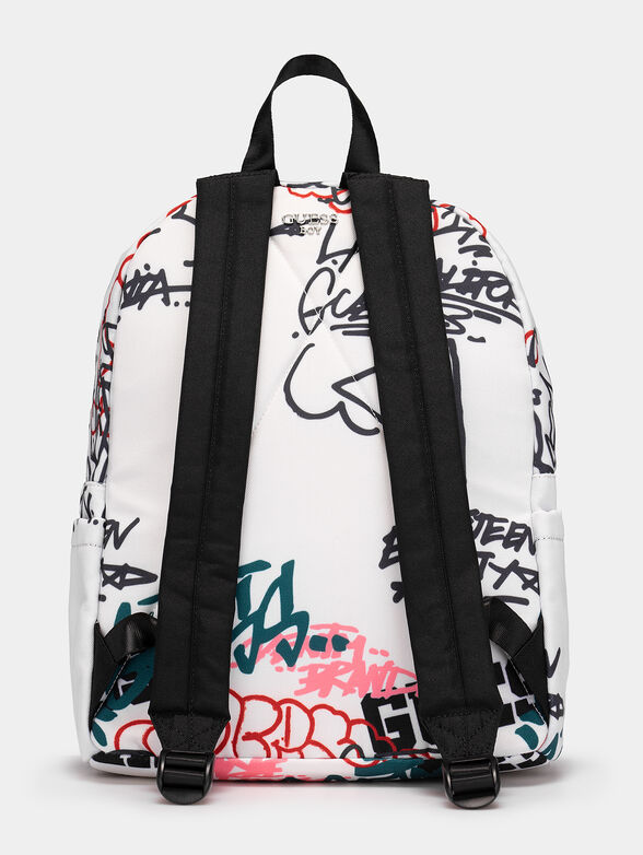 White backpack with graffiti print - 2