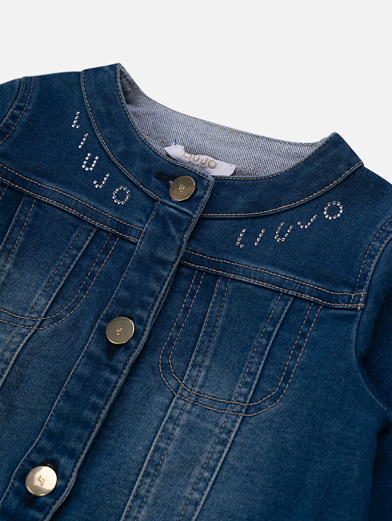 Denim jacket with delicate rhinestones - 3