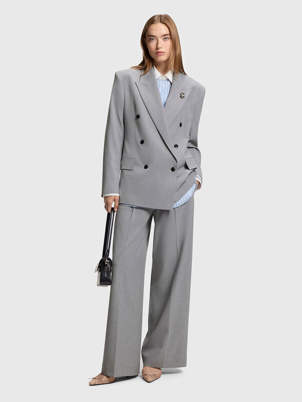 Oversized double breasted jacket with brooch - 2