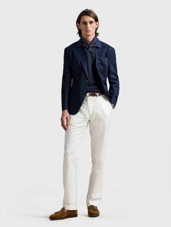 Knitted linen jumper with short sleeves - 2