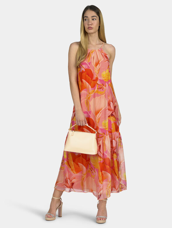 Silk chiffon dress with floral print - 1