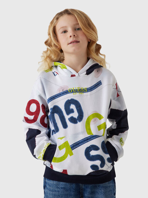 Cotton sweatshirt with hood and logo - 1