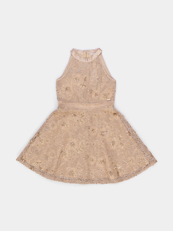 Golden dress with embroidery and sequins - 1