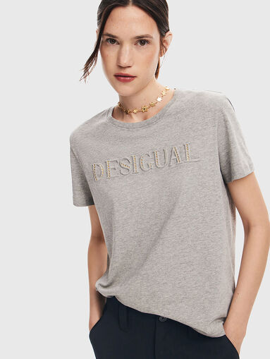 BRANDY T-shirt with embossed logo in grey - 4