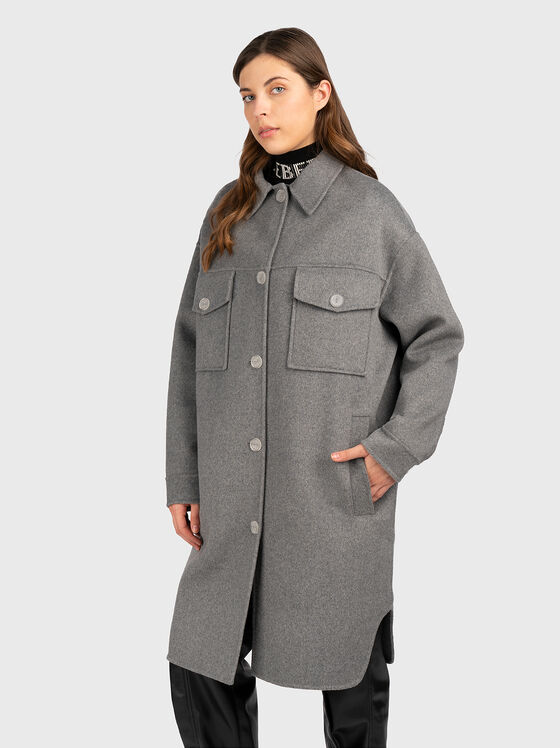 Grey wool blend coat  - 1