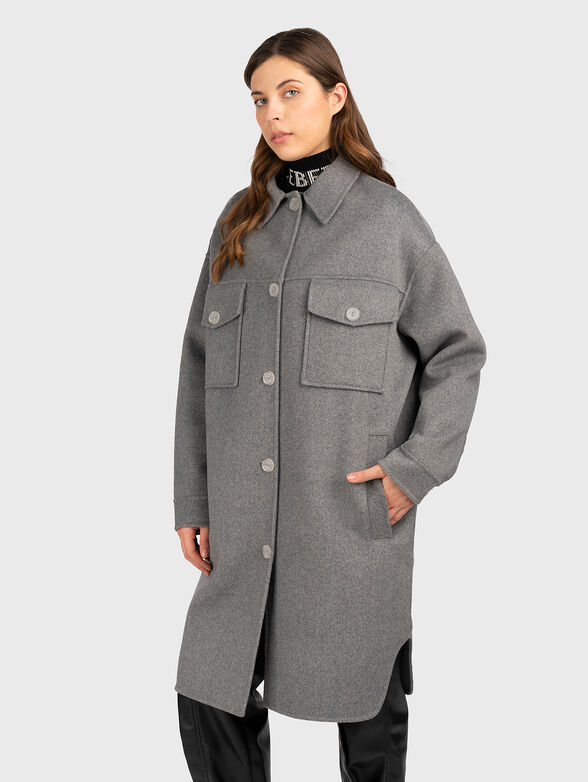 Grey wool blend coat  - 1