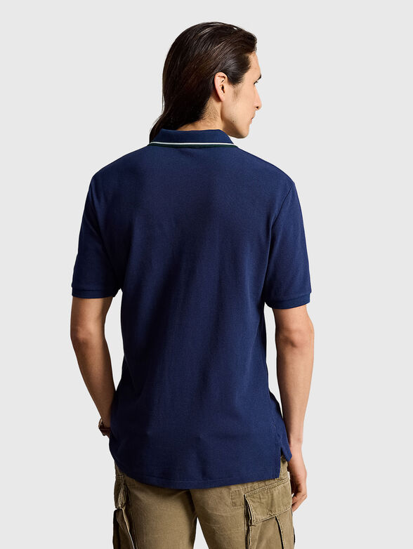 Dark blue cotton polo shirt - 3