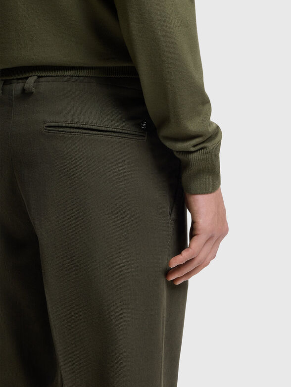 Straight fit cotton blend trousers - 3