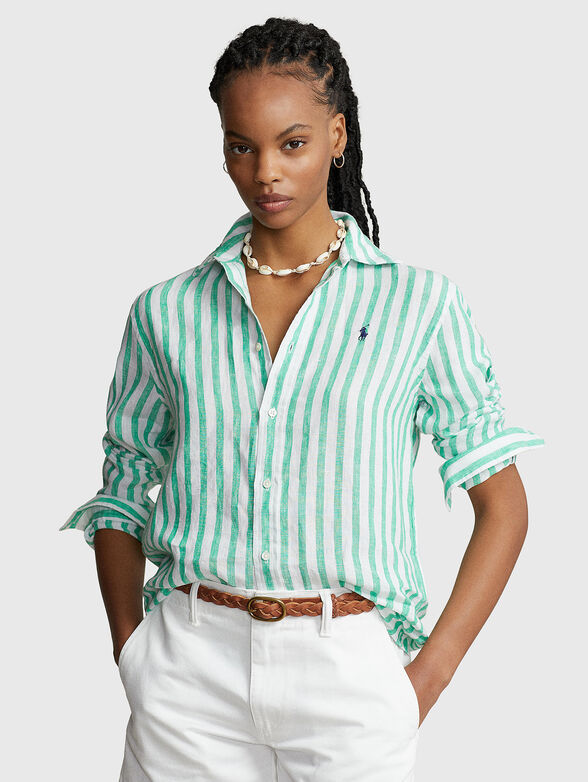 Shirt with striped pattern of linen fabric - 1