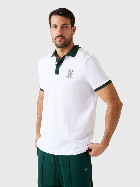 Cotton polo shirt with accent collar - 1