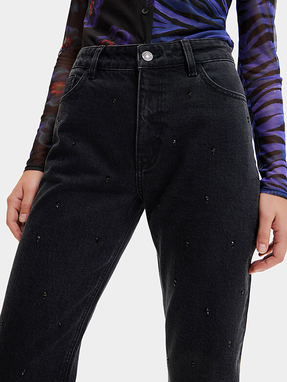 LOTO black jeans with applied rhinestones - 3