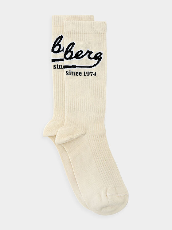 Чорапи с контрастен лого надпис - 1