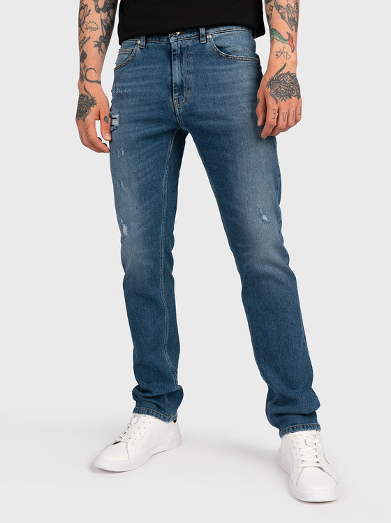 Blue slim jeans with logo detail - 1