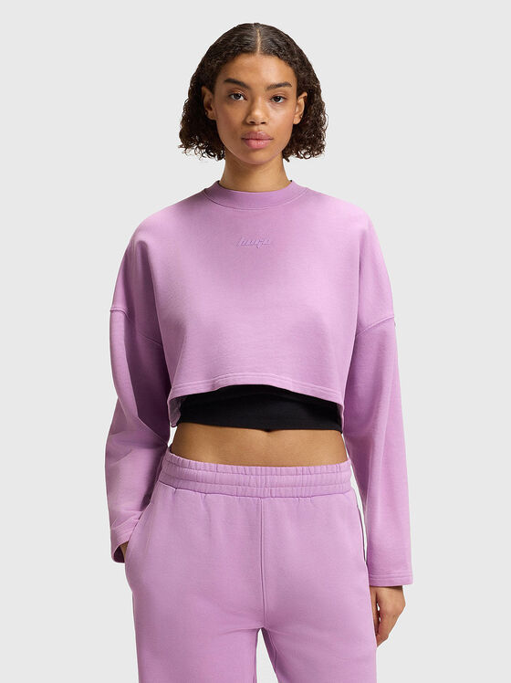 Скъсен суитшърт с овално деколте - 1