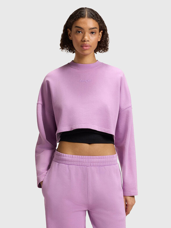 Short sweatshirt with oval neckline - 1