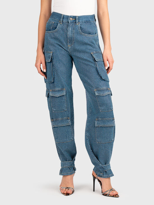 Cargo jeans with rhinestones