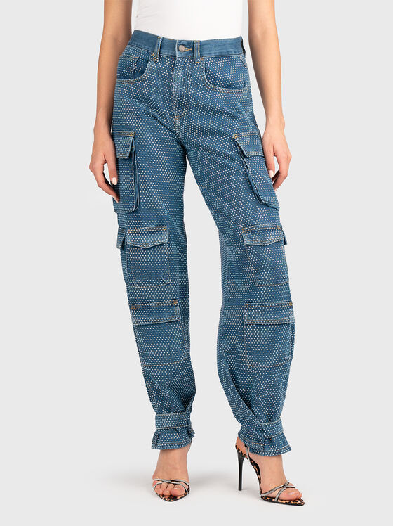 Cargo jeans with rhinestones - 1