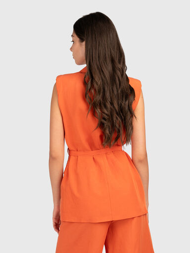 Linen blend vest with belt - 3