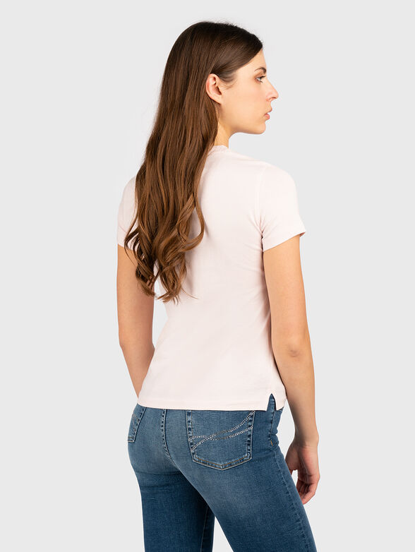 Cotton T-shirt with logo print and rhinestones - 3