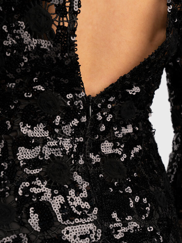 Long black dress with sequins - 4