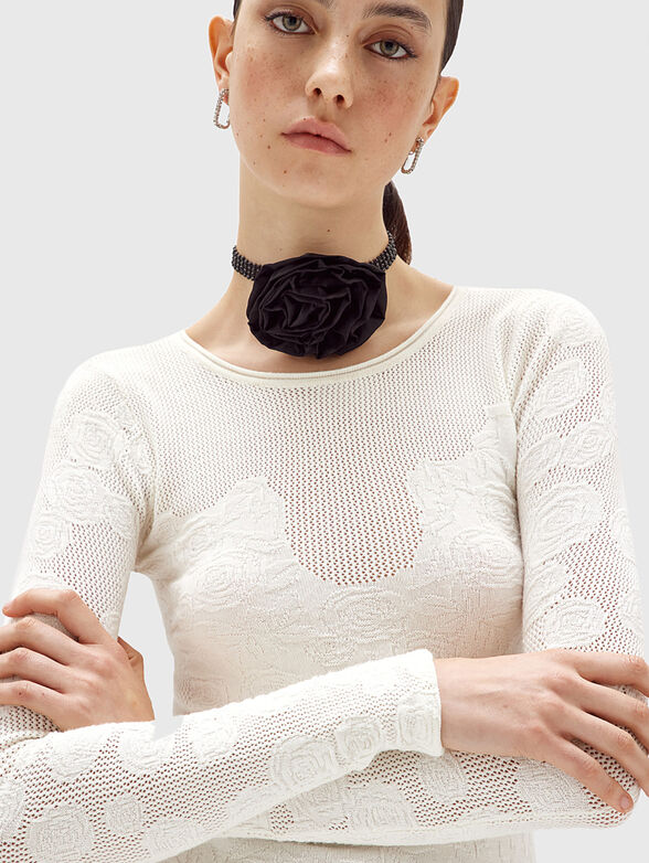 Floral lace stitch sweater - 4