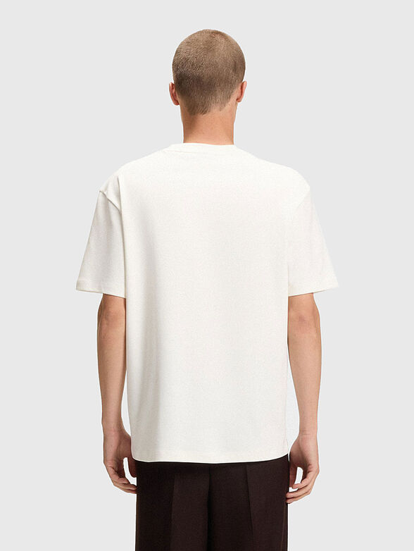 Cotton T-shirt with oval neckline in black - 3