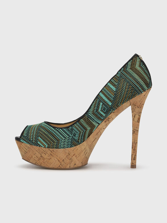 Heeled shoes in turquoise color with open toe - 4