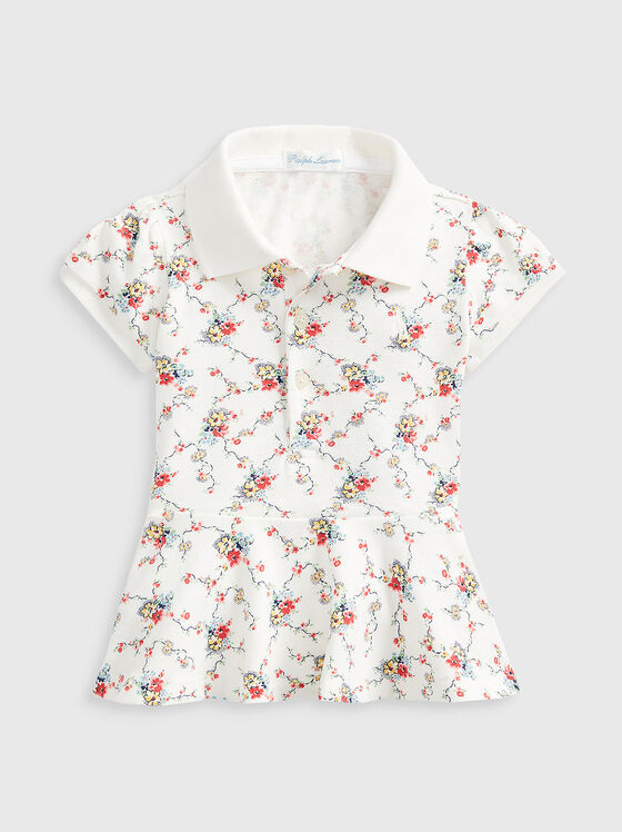 Поло-шърт с контрастен флорален принт - 1