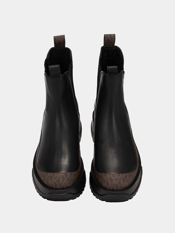 DUPREE leather ankle boots with monogram logo accent - 6