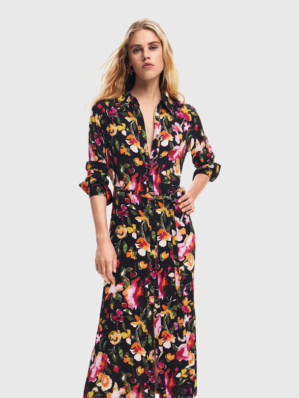 Dress with floral print and belt - 3