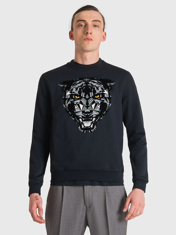 Dark blue sweatshirt with print - 1