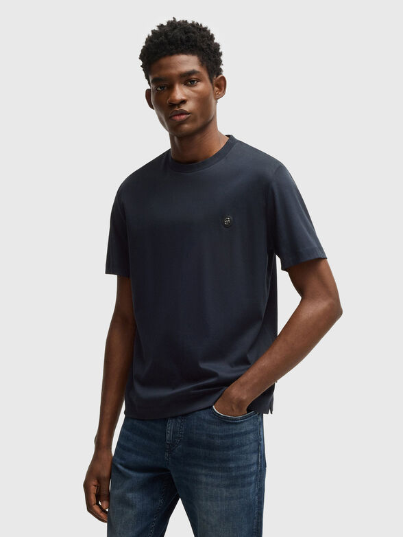 White T-shirt with oval neckline - 1