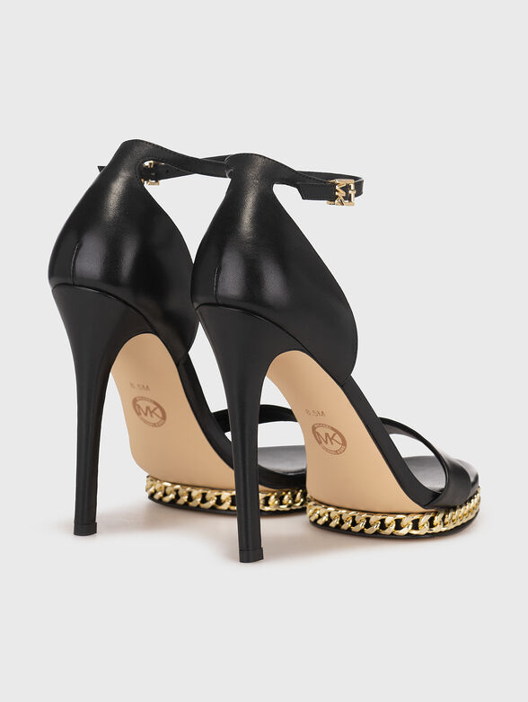 Black leather sandals with golden accent - 3