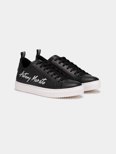 Black sneakers with logo print - 2